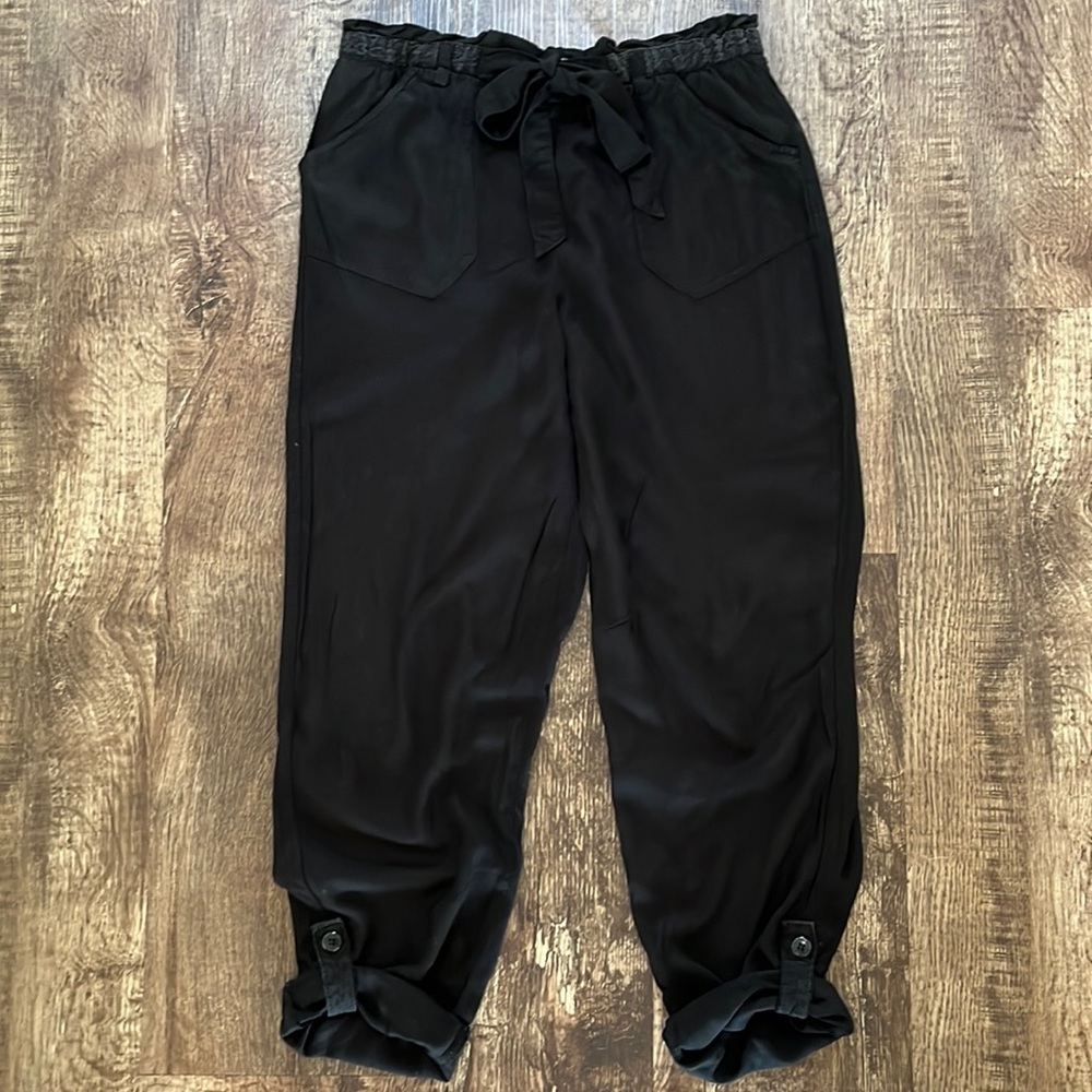 Knox Rose 100% Rayon Black Ankle Joggers Pull-On Pants, Size Small,Elastic Waist